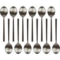 Argon Tableware Stainless Steel Dessert Spoons - 20cm - Pack of 12 in Black