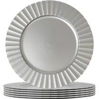 Argon Tableware Round Charger Plates - 33cm - Flute Design - Pack of 6 in Silver