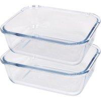 Argon Tableware Rectangular Glass Cake Dishes - 17cm x 12.5cm - 2x Small Baking Tray in Clear | Size: 17 cm x 12.5 cm