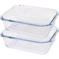 Argon Tableware Rectangular Glass Cake Dishes - 22cm x 16.5cm - 2x Large Baking Tray in Clear | Size: 22 cm x 16.5 cm