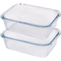 Argon Tableware Rectangular Glass Cake Dishes - 17 x 12.5cm - 2x Optical Oven Baking Tray in Clear | Size: 17 x 12.5 cm