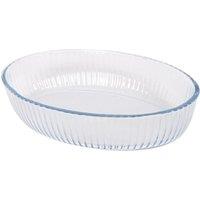 Argon Tableware Oval Glass Oven Dish - 35 x 24cm - Optical Roasting Baking Tray in Clear | Size: 35 x 24 cm