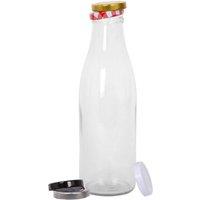 Argon Tableware Glass Water Bottle with Metal Lids - 960ml in Clear
