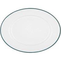 Argon Tableware White Enamel Serving Platter - 30.5cm x 22.5cm in Green | Size: 30.5 cm x 22.5 cm
