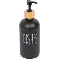 Harbour Housewares 500ml Glass Dish Soap Dispenser - Refillable Dishes Bottle with Pump in Black