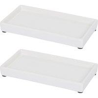 Harbour Housewares Ceramic Soap Dispenser Trays - White - Pack of 2