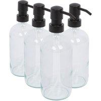 Harbour Housewares 500ml Glass Soap Dispensers - 4x Refillable Hand Wash Bottle with Pump in Clear