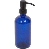 Harbour Housewares 500ml Glass Soap Dispenser - Refillable Hand Wash Bottle with Pump in Blue