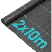 Harbour Housewares Weed Control Membrane Fabric 2m x 10m 110gsm Coverage (1 Roll) in Black