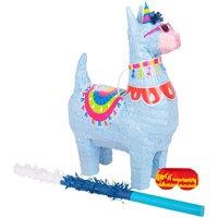 Fax Potato Llama Pinata Set with Stick & Blindfold in Blue