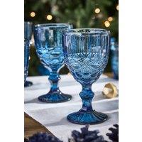 Dibor Set of 2 Vintage Luxury Spring Summer Sapphire Blue Drinking Wine Glass Wine Goblets Wedding Gift 350ml | Size: 2 Pack