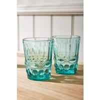 Dibor Set of 2 Vintage Luxury Spring Summer Turquoise Drinking Glass Whiskey Glass Tumblers Wedding Gift 240ml in Green | Size: 2 Pack