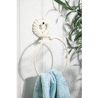 Dibor White Cast Iron Towel Ring Love Heart Ornate Towel Rail Napkin Holder