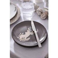 Dibor Set of 2 Grey Stag Head Christmas Dinner Plate Side Plates Dia21cm | Size: 2 Pack