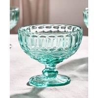 Dibor Set of 2 Vintage Turquoise Blue Glass Trifle Bowls Spring Summer Wedding Decor Dessert Bowls H10 x W12cm | Size: 2 Pack
