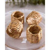 Dibor Set of 4 Water Hyacinth Dining Table Decorative Napkin Rings in Natural