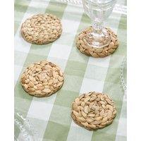 Dibor Set of 4 Lakelyn Water Hyacinth Round Dining Table Coasters in Natural