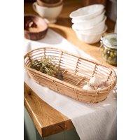 Dibor Traditioanl Style Natural Rattan Long Indoor Storage Basket W37 x D17cm