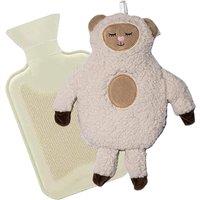 Marco Paul Hot Water Bottle with Sheep Cover, 2L Hot Water Bag for Hot Compress in Cream