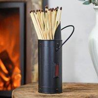 Marco Paul Fireside Matchstick Holder Home Decor Black Scuttle Heavy Duty Fire Accessory