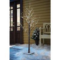 Marco Paul 4ft Snowy Effect Brown Christmas Twig Tree Pre Lit With 96 Warm White LED Mains Powered Tree Decorations