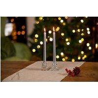 Marco Paul Pack of 2 Glass 7cm Taper Candle Stick Holder Table Centre Piece in Clear