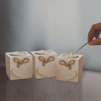 Marco Paul Set of 3 Wooden Heart Tea Light Holder Candle Holder Home Dcor in White