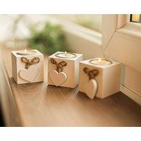 Marco Paul Set of 9 Wooden Heart Tea Light Holder Candle Holder Home Dcor in White