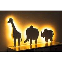 Marco Paul Set of Three Animal Elephant, Rhino & Giraffe Night Lights Wall Mounted LED Lamp in White