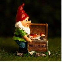 Marco Paul Solar Light Gnome Garden Ornament LED Welcome Chest
