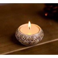 Marco Paul 1pc Tealight Candle Holder Ceramic Cream Decorative Home Decor Bohemian Small in Off-White