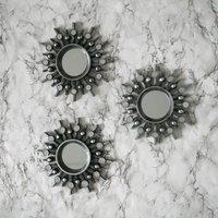 Marco Paul Set of 3 Silver Sunburst Small Wall Mirror Bathroom Decoration