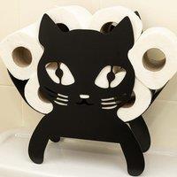Marco Paul Cat Black Metal Toilet Roll Holder Bathroom Accessories 32cm