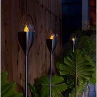 Marco Paul 4pc Solar Flame Effect Garden Lights in Silver