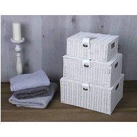 Marco Paul Storage Baskets with Lids set of 3 Decorative Storage Boxes in White