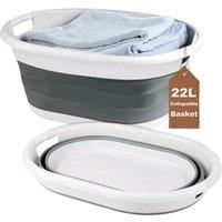 Marco Paul Grey Plastic Collapsible Laundry Basket Large 22l Portable Storage
