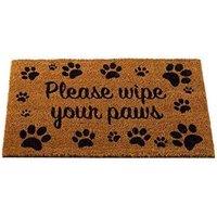 Marco Paul Heavy Duty Natural Coir Door Mat - Wipe Your Paws in Brown | Size: Medium