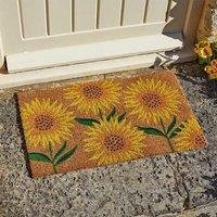 Marco Paul Yellow Coir Sunflower Nonslip Doormat 75x45cm | Size: Medium