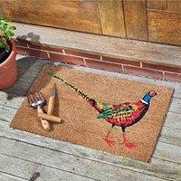 Marco Paul Multicoloured Coir Pheasant Patterned Nonslip Doormat 75x45cm | Size: Medium