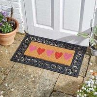 Marco Paul Pink Coir Hearts Pattern Nonslip Doormat Insert 53cmx23cm | Size: Medium