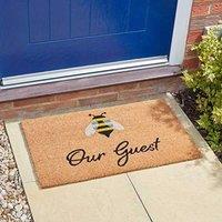 Marco Paul Tan Coir 'Bee Our Guest' Bumblebee Nonslip Doormat 75x45cm | Size: Medium