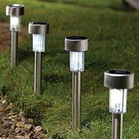 Marco Paul 10 x Solar Powered White LED Stake Lights Pathway Lighting in Silver