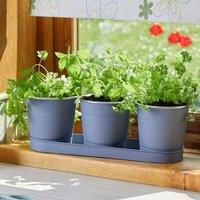 Marco Paul 3pc Metal Herb Plant Pots in Grey