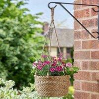 Marco Paul Garden Hanging Flower Basket 9" Jute Plant Holder Outdoor in Beige