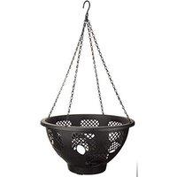 Marco Paul Garden Hanging Flower Basket 15" Plastic Plant Holder in Black