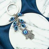 The Colourful Aura Hamsa Hand Turkish Protection Greek Evil Eye Nazar mal de ojo Keyring in Silver