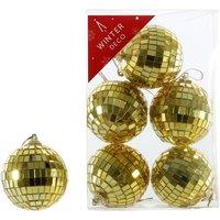 Garden Greatness 6 Pack Gold Disco Ball Baubles | Size: 1 Pack