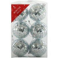 Garden Greatness Set Of 6 Hanging Disco Baubles in Silver | Size: 1 Pack