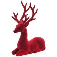 Garden Greatness Flocked Sitting Red Reindeer Decoration | Size: 1 Pack