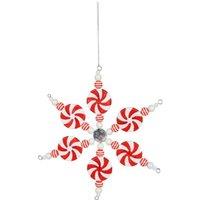 Garden Greatness Hanging Candy Cane Sweet Snowflake Decoration in Red | Size: 1 Pack
